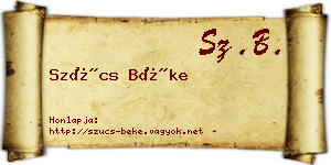 Szűcs Béke névjegykártya