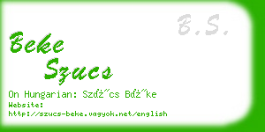 beke szucs business card
